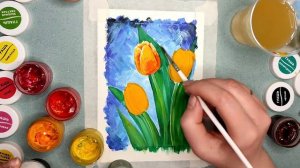 Жёлтые тюльпаны. ???  Лёгкий рисунок тюльпанов. Рисуем цветы гуашью.