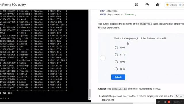 Google Cybersecurity Coursera | Course3 | Introduction to SQL and Database SQL | Filter a SQL query смотреть онлайн