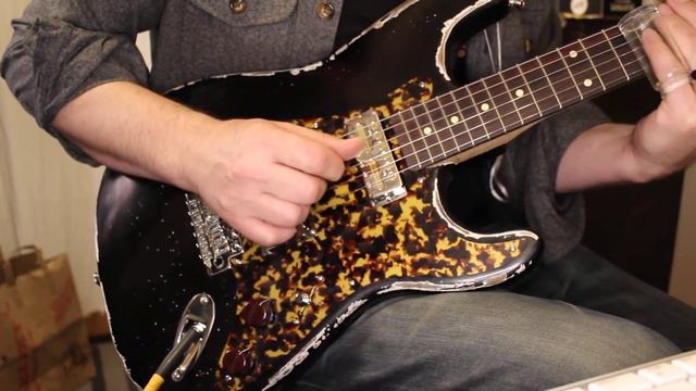 Waterslide Guitars S-Style Coodercaster, Aged Black Metallic w/Lollar Lap Steel & Gold Foil Pickups смотреть онлайн