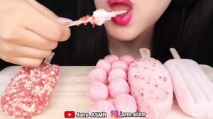 ASMR PINK ICE CREAM PARFAIT DIPPIN' DOTS 핑크 아이스크림 먹방 EATING SOUNDS