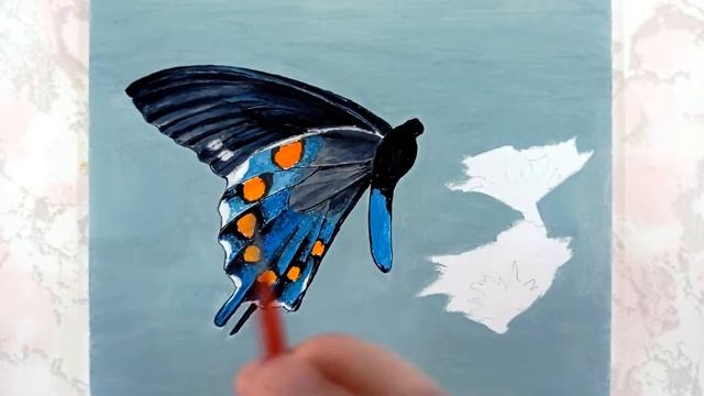 Рисование красивой бабочки на цветке. смотреть онлайн