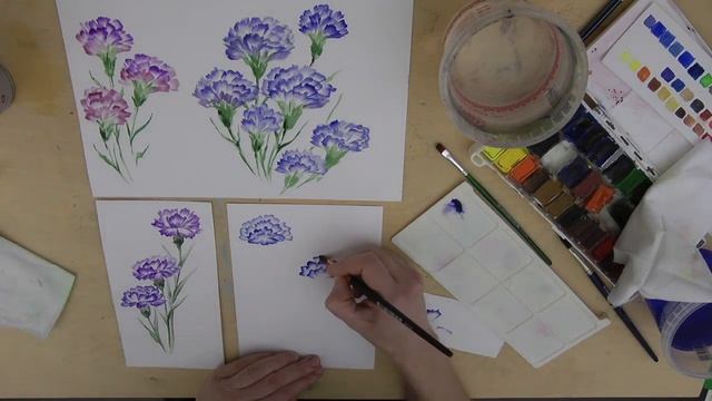 Цветы акварель в пол кисти. смотреть онлайн