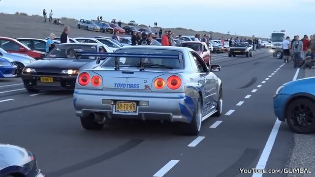 Nissan Skyline R34 GT-R - Выхлоп и звук мотора. смотреть онлайн