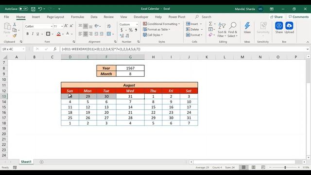 Calendar in Excel (Hindi) | Microsoft Excel Calendar Formula | How to create Calendar in Excel смотреть онлайн