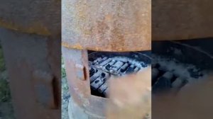 Печь под казан 12-13л с необычным  дымоходом