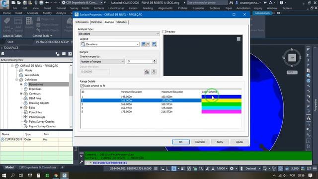 Hipsometria, tabela de declividade no AutoCAD Civil 3D 2020 | Aula 2 de 18 смотреть онлайн