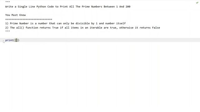 Write a Single Line Python Code to Print All The Prime Numbers Between 1 And 200 смотреть онлайн