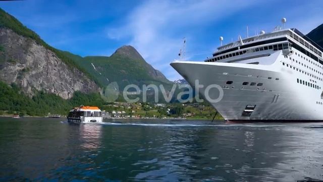 Cruise Liners on Geiranger Fjord, Norway | Stock Footage - Envato elements смотреть онлайн
