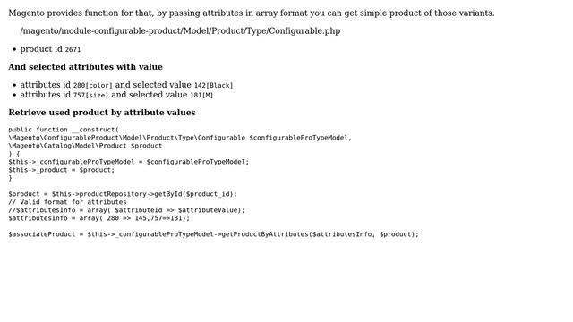 How to get simple product id from selected configurable Attribute id and it's value in Magento 2? смотреть онлайн
