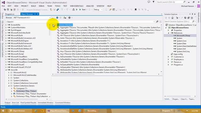Microsoft Visual Studio 2013 Object Browser смотреть онлайн