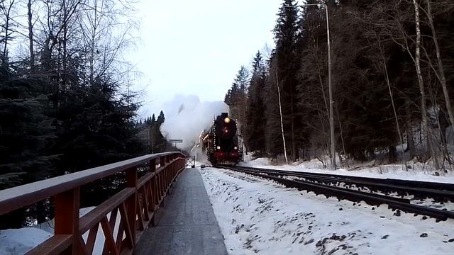 Л-3958. Л-2351. Прибывают в Рускеалу с Рукеальским экспрессом. Гудки паровозов. смотреть онлайн