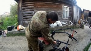 Картофелекопалка со встроенным ходоуменьшителем для мотоблока ОКА.Понижаем скорость в 2 раза.