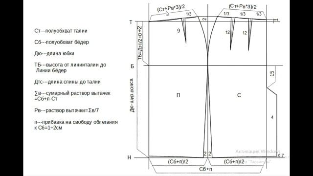 Юбка карандаш Эскиз, конструкция видео №1 смотреть онлайн