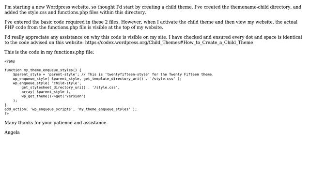 Wordpress: Creating a child theme - functions.php code issue смотреть онлайн