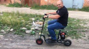 Дубль 3. Покатушки на самодельном самокате с двигателем от бензо-тримара.