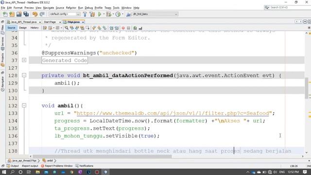 Java Desktop Tutorial Thread ( Asynchronous ) dalam melakukan akses API (NetBeans) bahasa indonesia смотреть онлайн