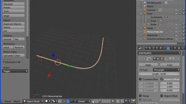 Wheel rolling on path in Blender 2.68 using drivers смотреть онлайн