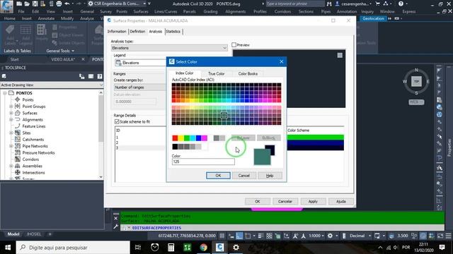 Extrair mapa de declividade de uma superfície existente no AutoCAD Civil 3D 2020 смотреть онлайн