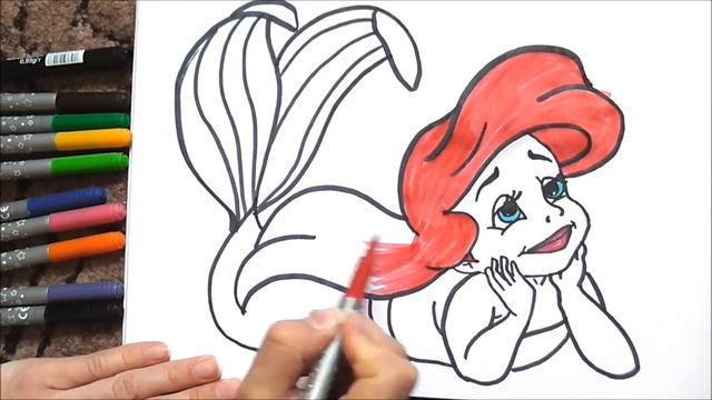 Disney Princess Ariel - The Little Mermaid painting and coloring Drawing for Kids смотреть онлайн