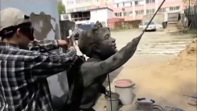 Бетонная скульптура. Мастер-класс по изготовлению моим внуком дипломной работы. Май-июнь 2021 г. смотреть онлайн