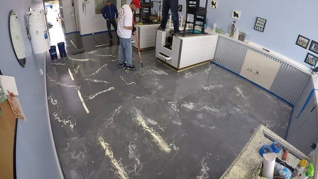 Learn to Install Metallic Epoxy Floor Coating | Silver Base and Pearl White Highlights смотреть онлайн