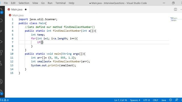 How to find smallest element of an integer array in java | Optimized logic смотреть онлайн