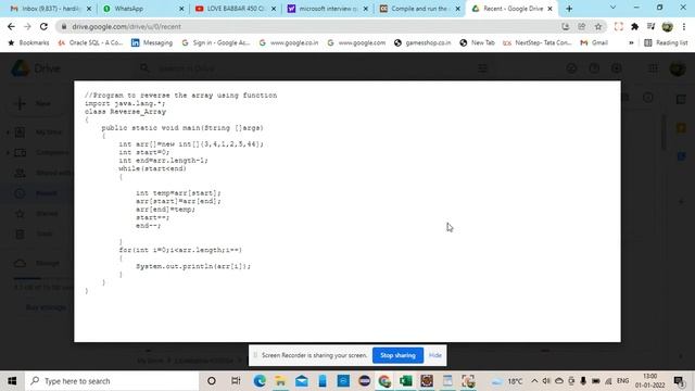 Reverse The Array Program Solution in java|| Love Babbar 450 DSA Practice Questions || смотреть онлайн