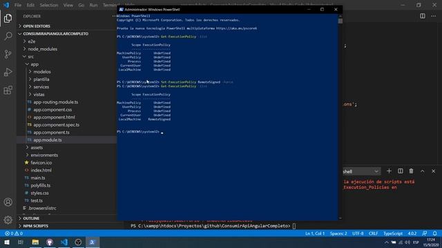 Visual studio code - la ejecución de scripts está deshabilitada en este sistema - Power Shell смотреть онлайн