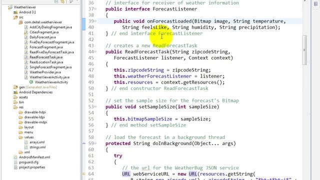 lesson14 44 ReadForecastTask java ForecastListener interface, смотреть онлайн