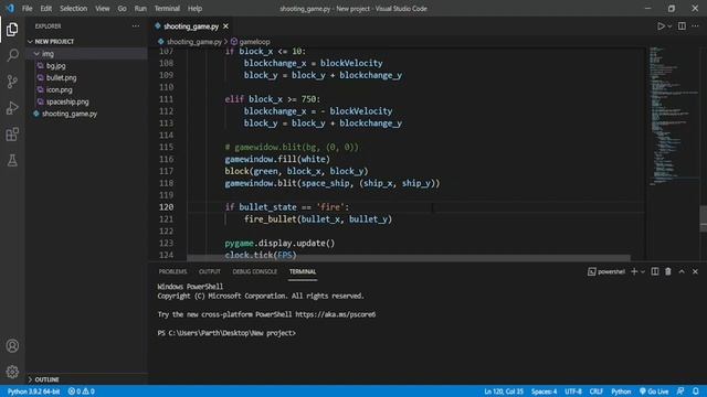 Python game development using Pygame - Firing a bullet from spaceship #9 смотреть онлайн