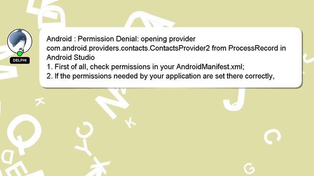 Android : Permission Denial: opening provider com.android.providers.contacts.ContactsProvider2 from смотреть онлайн