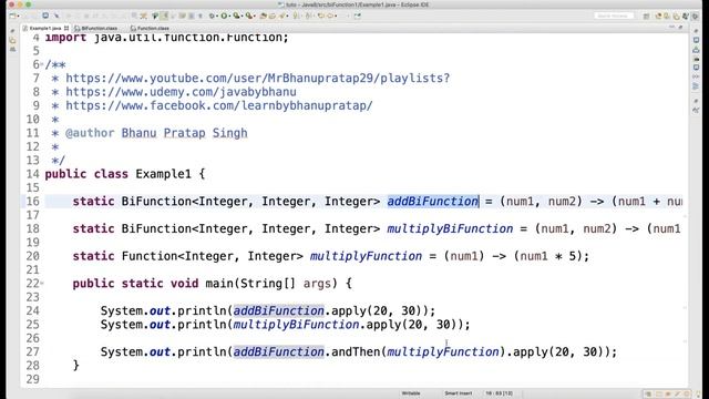 BiFunction FunctionalInterface Video 16 смотреть онлайн