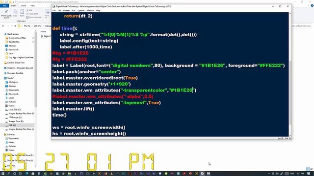 Create Invisible Digital Clock with Python Tkinter | Onscreen digital clock widget with Python tk смотреть онлайн