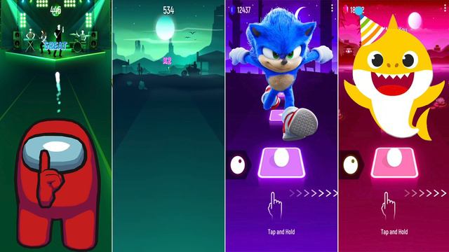 Among Us  Pikachu  Sonic  Baby Shark - Tiles Hop EDM Rush