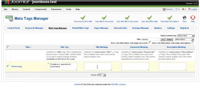 SEO Boss Pro Metatags Manager - Menu Items смотреть онлайн
