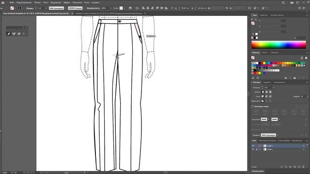 Дизайн одежды |Технический рисунок одежды | мужские брюки | Adobe Illustrator 2022 |100 эскизов#92 смотреть онлайн