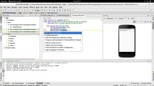 TUTO Android : Mise en place d'un menu dans une activité Android смотреть онлайн