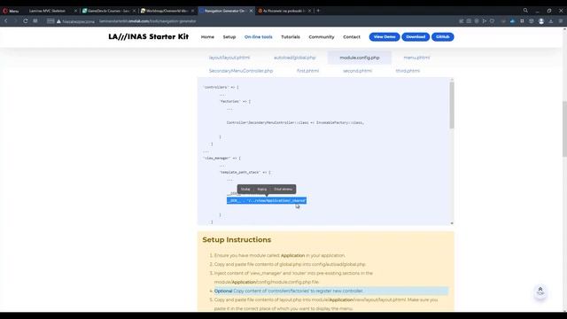 Generate Menu/Navigation - Laminas Starter Kit смотреть онлайн