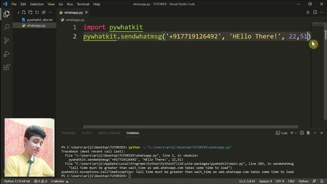 Automate WhatsApp Using 2 Lines of Python Code Python | WhatsApp Automation | TUTORIEX смотреть онлайн