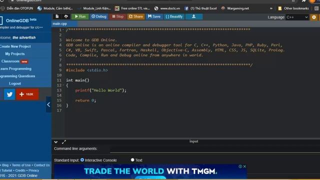 Code C, C++, Python,... mà không sử dụng phần mềm???? (Online GDB) смотреть онлайн