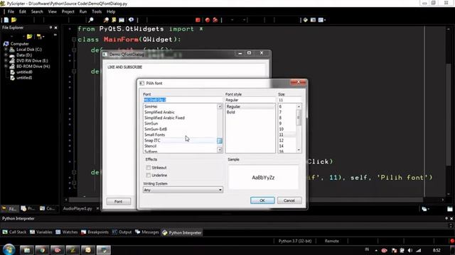 Python Tutorial : Font Dialog demo with Pyqt5 смотреть онлайн