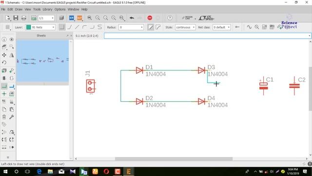 How to PCB design for rectifier circuit in Eagle Part 1 смотреть онлайн