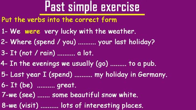 تمارين علي زمن الماضي البسيط في اللغة الانجليزية past simple exercise смотреть онлайн