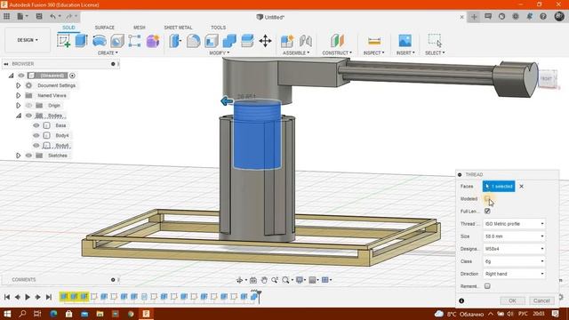 (Урок 4) Создание модели, настройка компонентов и механизма в FUSION 360 от AutoDesk
