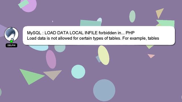 MySQL : LOAD DATA LOCAL INFILE forbidden in... PHP смотреть онлайн
