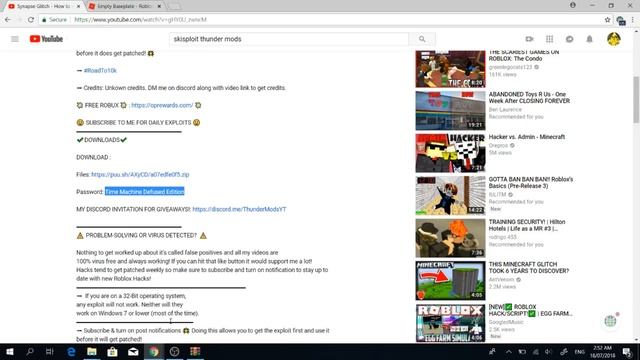 HOW TO UNPATCH SYNAPSE SINCE IT HASN'T UPDATED!!!!(ROBLOX EXPLOIT GLITCH)(18 JULY 2018) смотреть онлайн