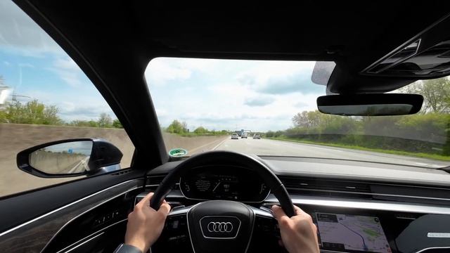 Audi A8 German autobahn Max speed Driving video Test drive POV ASMR смотреть онлайн