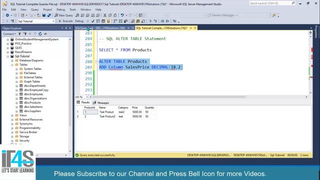 SQL Complete Course | 49 - SQL Alter Statement | Add | Remove Columns | Change Data Type of column смотреть онлайн