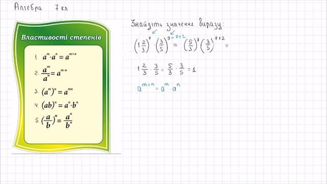 Знайти значення виразу. Властивості степенів. смотреть онлайн