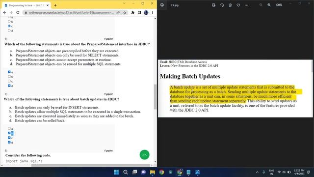 NPTEL Programming in Java Week 11 Quiz answers with detailed proof of each answer смотреть онлайн